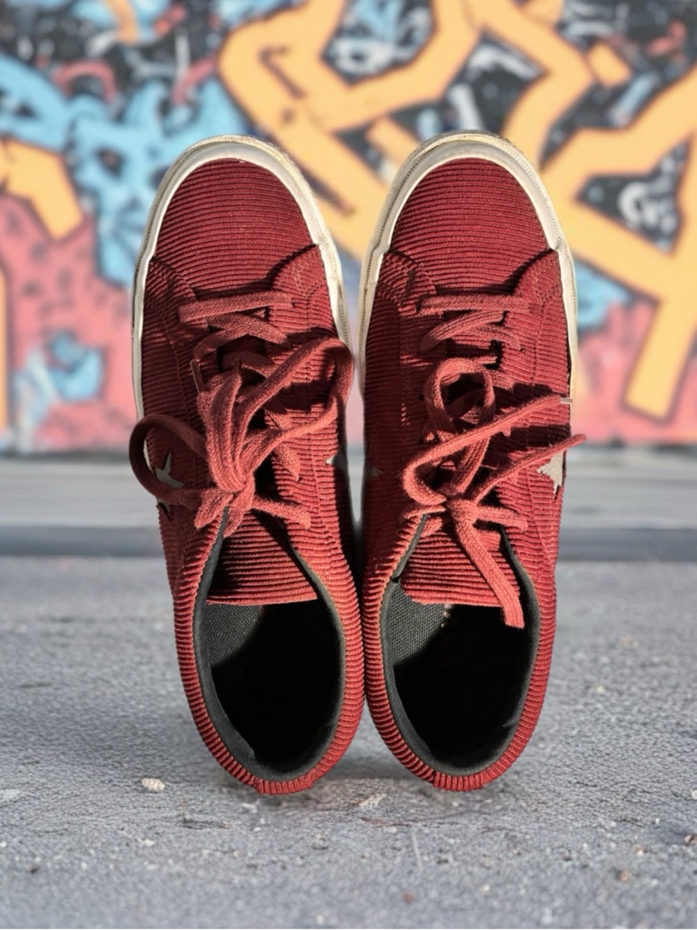 Converse Corduroy Low-Top Sneakers in Burgundy and Black